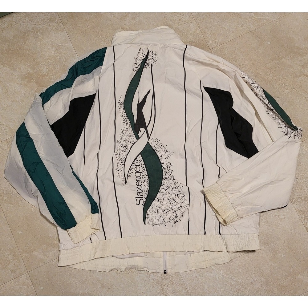 VTG Slazenger Mens Size XL All Over Print Golf Tennis Windbreaker Retro Jacket
